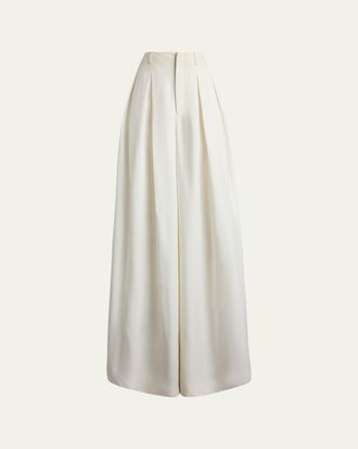 Ralph Lauren Collection Greer Cady Pleated Wide-Leg Pants