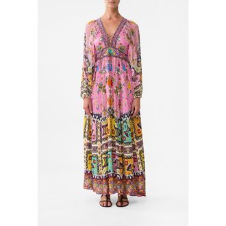 Camilla Lace Up Front Long Dress Patchwork Panorama at Nordstrom, Size Small Au