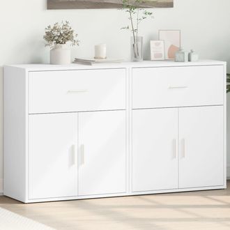 vidaXL Vidaxl - Aparador De Madera De Ingenier&iacute;a 2 Uds Blanco 60x31x70 Cm
