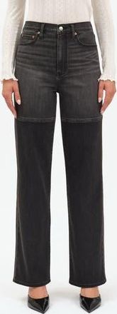 Daze City Two-Tone High Waist Straight Leg Jeans in Black Double Dip at Nordstrom Rack, Size 26