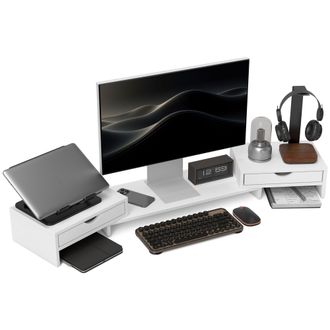 OEM Elevador Monitor &Aacute;ngulo Y Longitud Ajustable Con 2 Cajones Para Port&aacute;til Computadora Pc 60-116x22x12 Cm Blanco