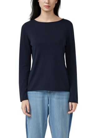 s.Oliver Strickpullover S.OLIVER, Damen, Gr. 34, navy, Strick, Obermaterial: 100% Baumwolle, unifarben, normal h&uuml;ftbedeckend, U-Boot-Ausschnitt, Pullover Stric