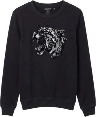 Antony Morato Tijgerprint Sweatshirt - Heren - Sweatshirts - Zwart - 2XL - Katoen - Hoodies & sweatvesten