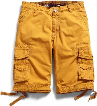 OCHENTA Mens Loose Fit Cargo Shorts with Multi Pockets, Soil Yellow, 34