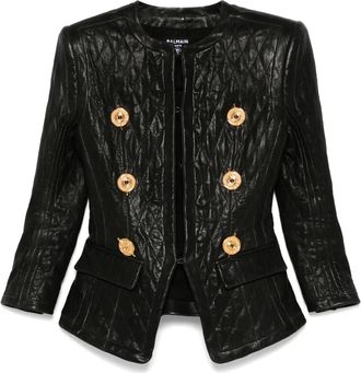 Balmain quilted leather jacket - women - Lambskin - 38 - Black