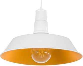 Beliani Lámpara de techo de aluminio blanco amarillo pantalla redonda 1 luz moderno cocina sala de estar Bayou