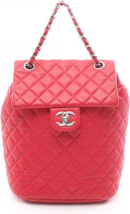 Chanel Red Color Leather Backpack (Pre-Owned)