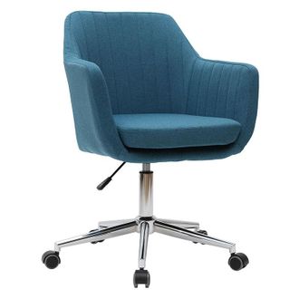 Miliboo Sill&oacute;n De Escritorio Moderno En Tejido Azul Petr&oacute;leo Aleyna