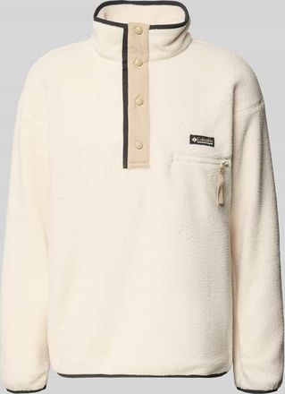 Columbia Fleecepullover mit Stehkragen und Knopfleiste in Offwhite, Gr&ouml;&szlig;e XXL