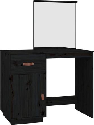 vidaXL Dressing Table Black 95x50x134 cm Solid Wood Pine Vidaxl