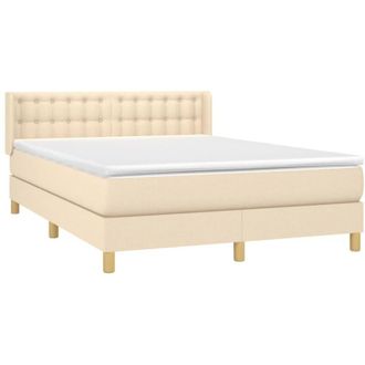 vidaXL Cama Box Spring Con Colch&oacute;n Tela Color Crema 140x200 Cm Vidaxl