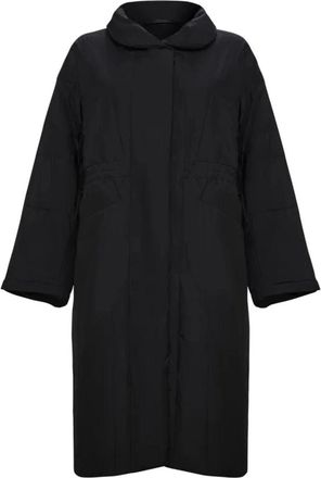 Cesare Gaspari Lange Gewatteerde Jas - Dames - Parka Jassen - Zwart - XL - Leer - Jassen