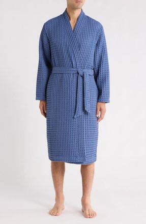 Nordstrom Modern Waffle Robe in Blue Bijou at Nordstrom, Size X-Large/xx-Large