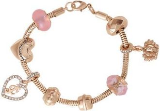Juicy Couture Multi-Charm Beaded Chain Bracelet, Gold-Tone with Pink Accents in Gold Tone at Nordstrom, Size 7.5