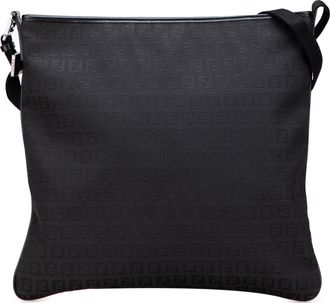 Fendi Womens Crossbody Bag Canvas - Black Textile - One Size