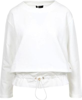 Fay Tops, Dames, Wit, S, Katoen, Witte Trui met Boxy Patroon