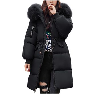 Generic Winter Coats for Women UK,Womens Fleece,Womens Down Jacket Winter Mid Length Puffer Coats Ladies Lightweight Waterproof Quilted Jackets Plus Size Warm