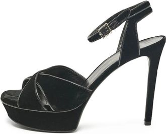 Saint Laurent Sandali in velluto con plateau 110mm - Nero