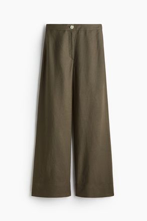 H&M Hose aus Leinenmix - Dunkles Khakigr&uuml;n