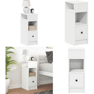 vidaXL Comodino con Cassetto Bianco 25x31x66 cm - Comodino bianco - Armadio con cassetto