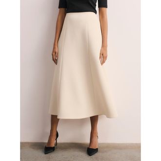 The Fold Ellingham High Waisted A-Line Midi Skirt in Neutral at Nordstrom, Size 10