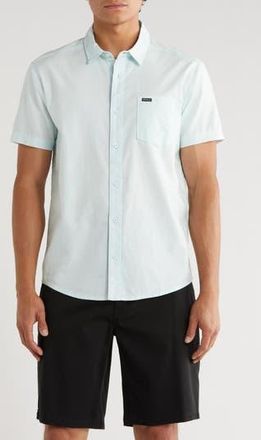 Rvca Douglas Solid Short Sleeve Cotton Button-Up Shirt in Ice at Nordstrom Rack, Size X-Large