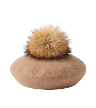 Borsalino Beige Textured Beret Hat