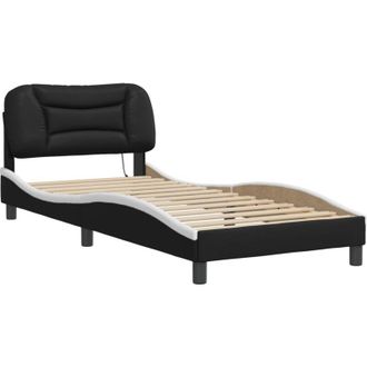 vidaXL Bed Frame with LED without Mattress Hvar Black and White 80x200 cm vidaXL