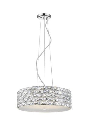 Netlighting Aruba 6 Light LED Chrome Crystal Pendant Ceiling Light in Grey