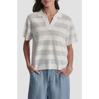 DKNY Sheer Stripe Polo in Ivory at Nordstrom, Size X-Small