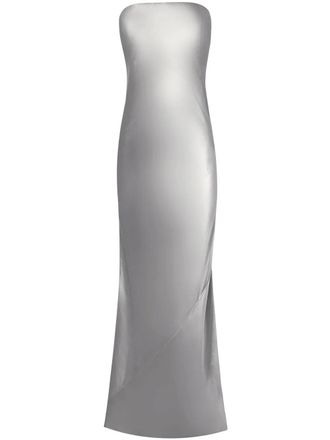 Alejandra Alonso Rojas bow-detail bustier gown - Silver