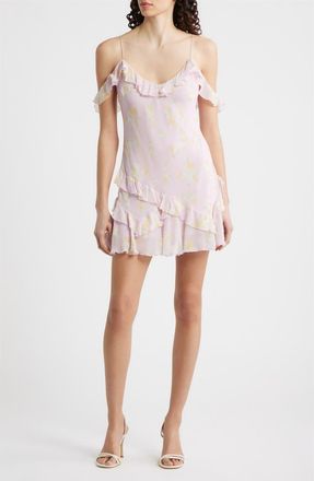 LoveShackFancy Timara Ruffle Minidress in Wisteria Sun at Nordstrom, Size 10