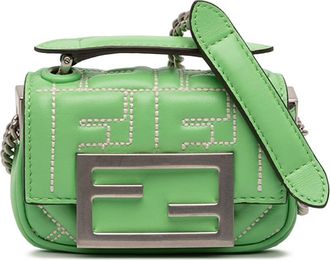Fendi Pre-owned Fendi Nano Zucca Embossed Leather Baguette Charm Ladies 7AS143 AMPM 238 0185