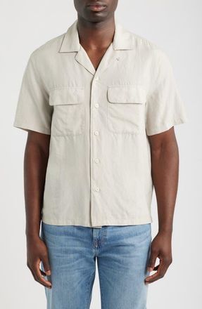 Madewell Short Sleeve Lyocell & Linen Button-Up Shirt in Form Grey at Nordstrom, Size Xx-Large