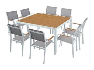 VENTE-UNIQUE.COM Conjunto de mesa y sillas para jard&iacute;n metal blanco