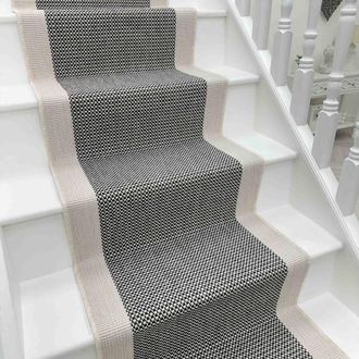 Runrug Stair Runner Carpet - Reversible & Durable, 2mm - Vichy in Black | Size: 60 cm x 540 cm
