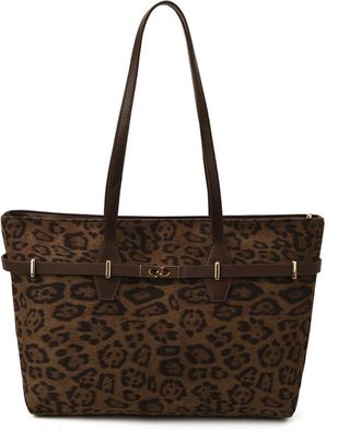 Generic Handbag for Womens Retro Large Capacity Tote Bag High-value Trendy Shoulder Bag(leopard print coffee,A)