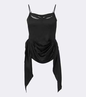 Jacques Wei Top in raso pliss&eacute; con ricamo