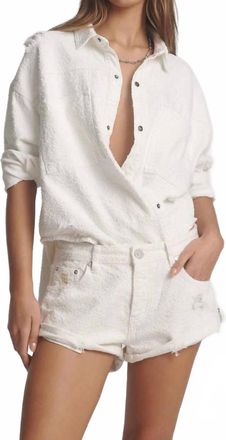 One Teaspoon Bandits Low Waist Denim Shorts In Textured White