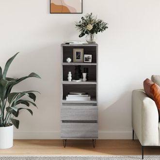 vidaXL Vidaxl - Aparador Alto Madera Contrachapada Gris Sonoma 40x36x110 Cm