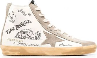 Golden Goose Womens Francy With Lettering Sneakers In Dove Grey