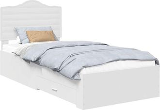 vidaXL Bed Frame with Headboard White 75 x 190 cm Engineered Wood vidaXL