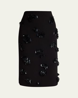 Proenza Schouler Moira Embroidered Compact Crepe Skirt