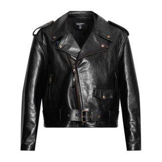 Balmain Short Leather Biker Jacket - male - Balmain - Leather Jackets - Black - 2XL - Jackets