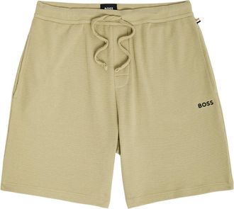 BOSS Boss Logo-embroidered Waffle Cotton-blend Shorts - Green - XL