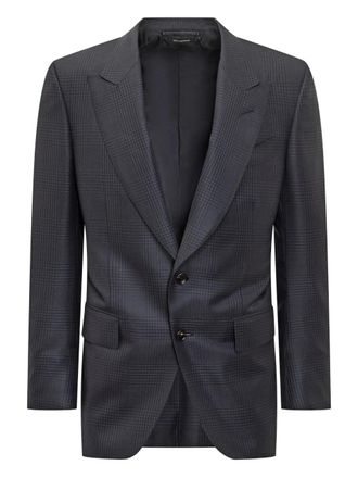 Tom Ford checked two-button jacket - men - Wool/Silk - 50 - Black
