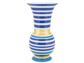 Schubiger M&ouml;bel Vase Porzellan Gestreift Blau/gold H: 40 cm