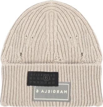 Maison Margiela Accessoires, Dames, Beige, M, Wol, Ribbelmuts