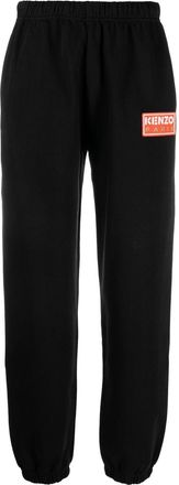 Kenzo logo-patch track pants - women - Polyester/Cotton - L - Black