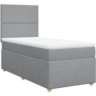 vidaXL Vidaxl - Cama Box Spring Con Colch&oacute;n Tela Gris Claro 100x200 Cm